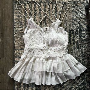 NWOT Free People Adella Lace Tiered Cami Top